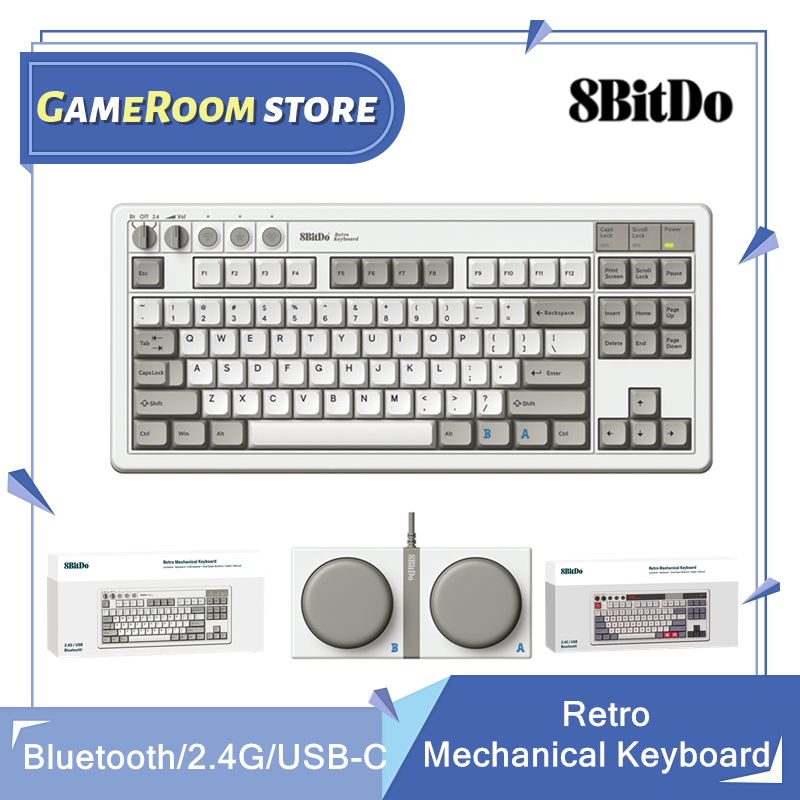 Retro Gaming Windows - لوحة مفاتيح ميكانيكية 8Bitdo Retro، بلوتوث/2.4G/USB-C